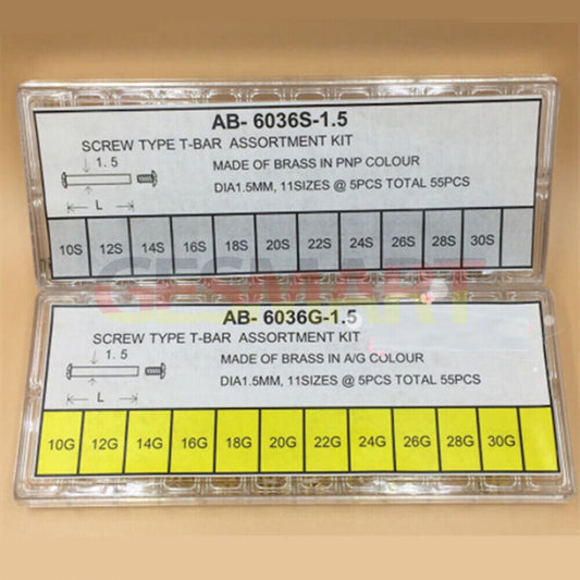 Complete Watch Screw Kit: 1.5mm Brass T-Bar Assortment for Watchmakers