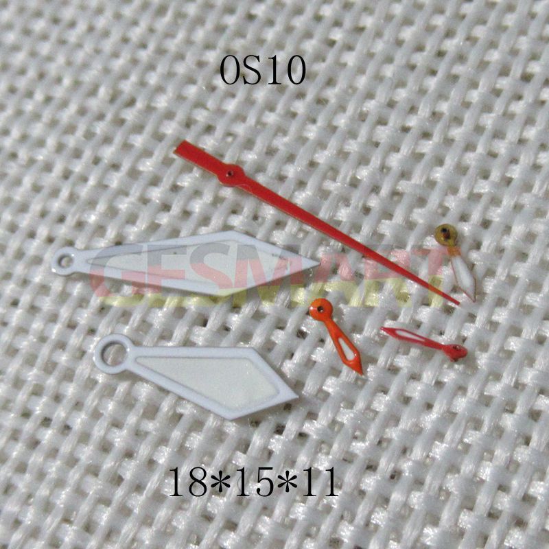 18x15x11mm White Trim Green Lume Watch Hands for Miyota OS10 0S10 Movement