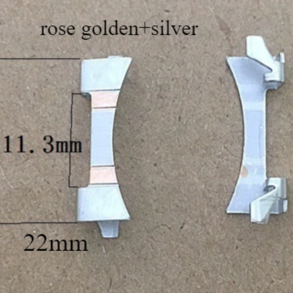 Rose Golden+Silver 22x11.3mm Curved End Links Spring Bars Bracelet Watch Band Strap#27