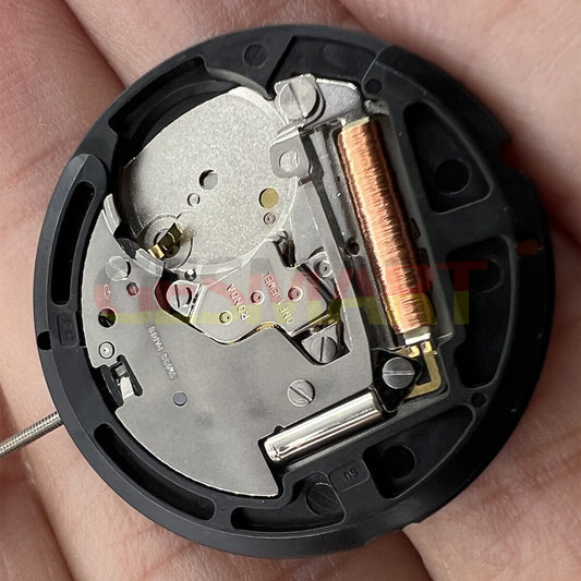 Ronda 515 24D quartz watch movement with date at 3, dual time feature for precision timekeeping.