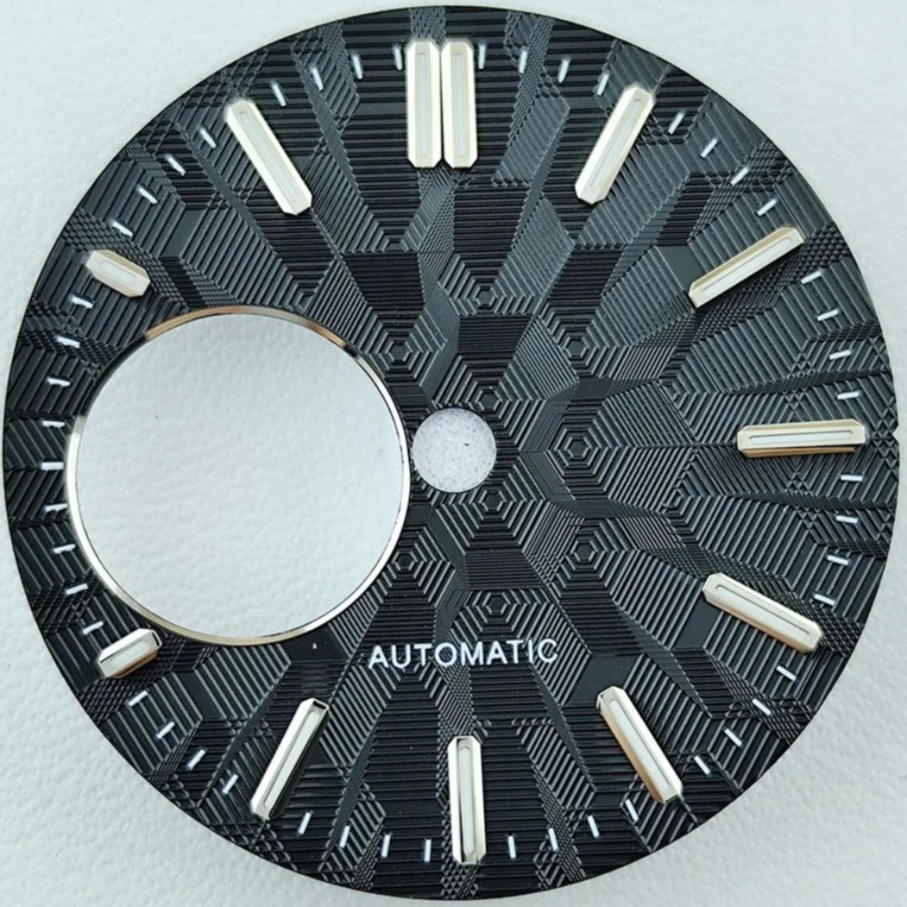 Green Luminous Black Vein Hollow Watch Dial Fit for NH38 Movement Watch Part