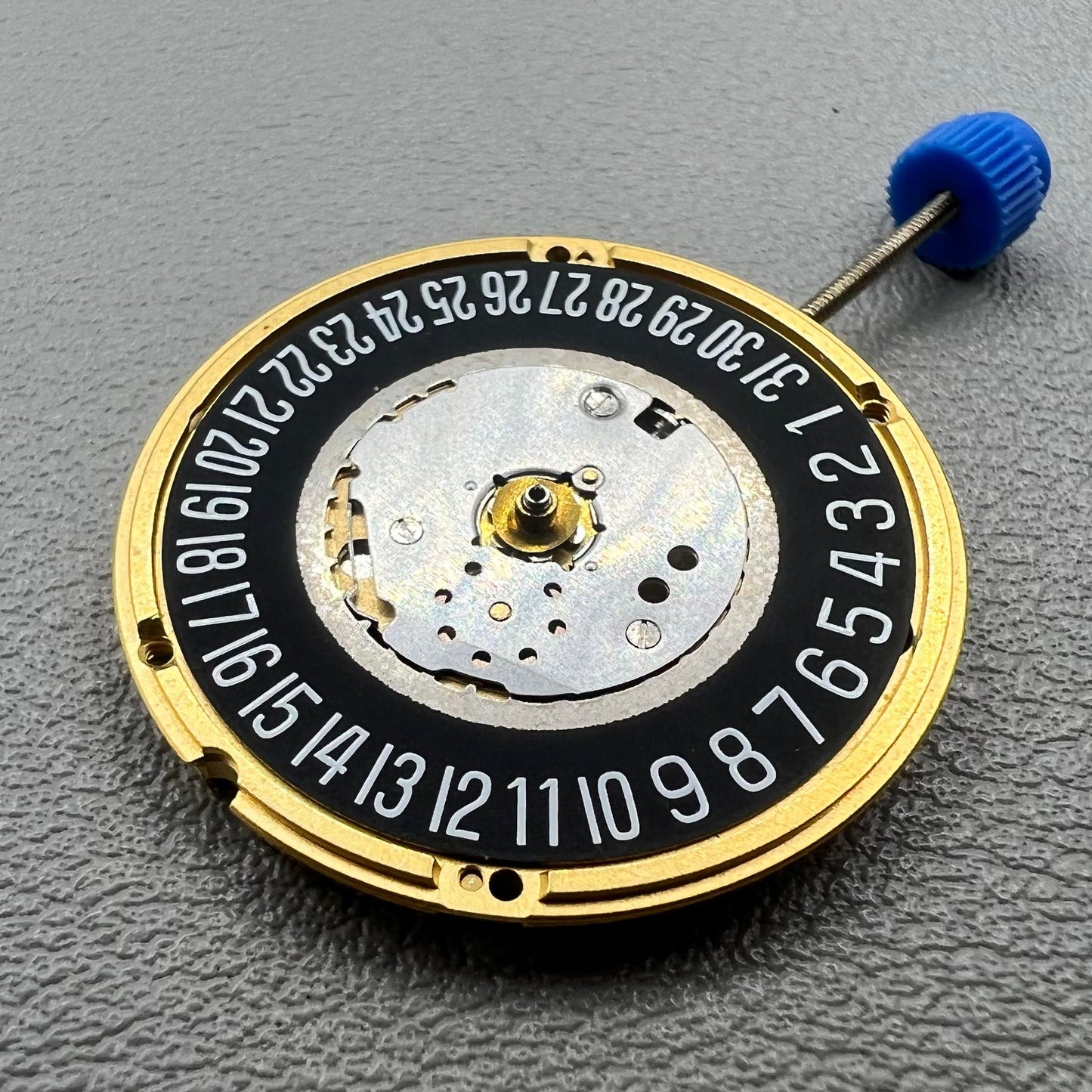 Swiss ETA F05.111 quartz movement watch with 2 hands, date at 6, black dial by ETA.