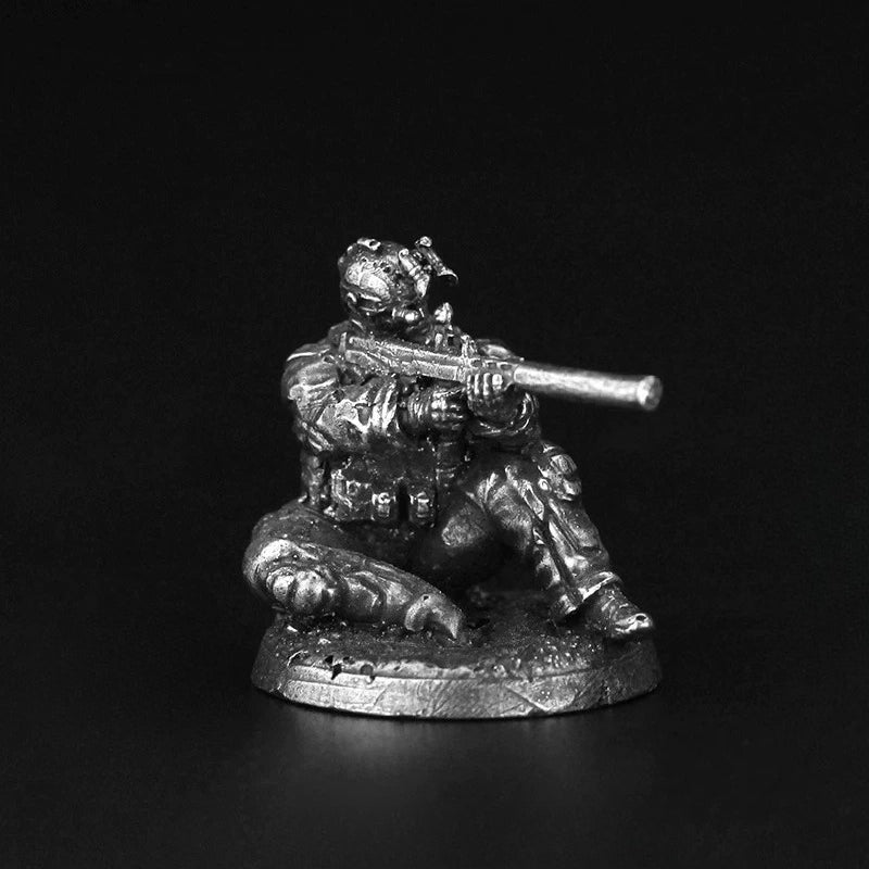 Tactical Sniper Kneeling Copper Figurine White Bronze Military Wargame 344-3