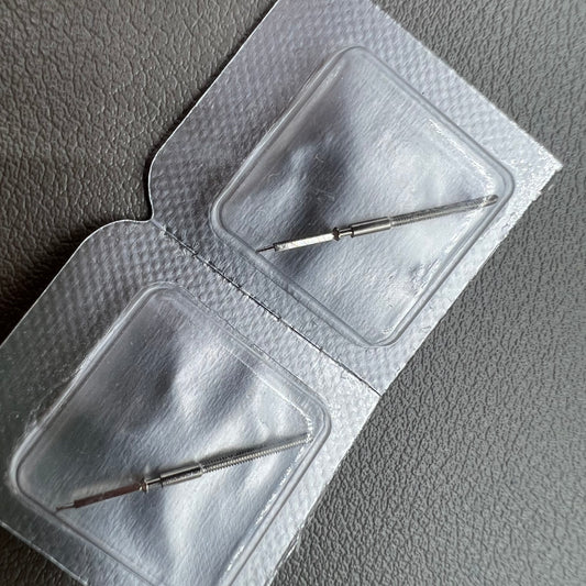 1. Pair of watch winding stems compatible with Hongzhou 7500 movement, precision fit for China-made watches.