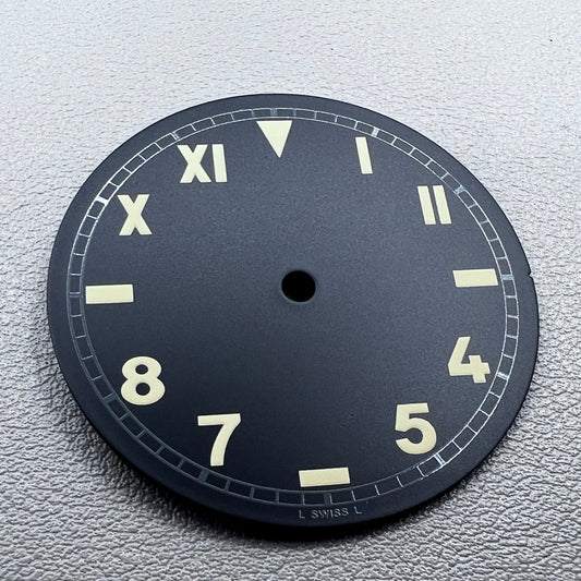 39mm Green Luminous Black Watch Dial Suitable for ETA 6497 6498 Movement