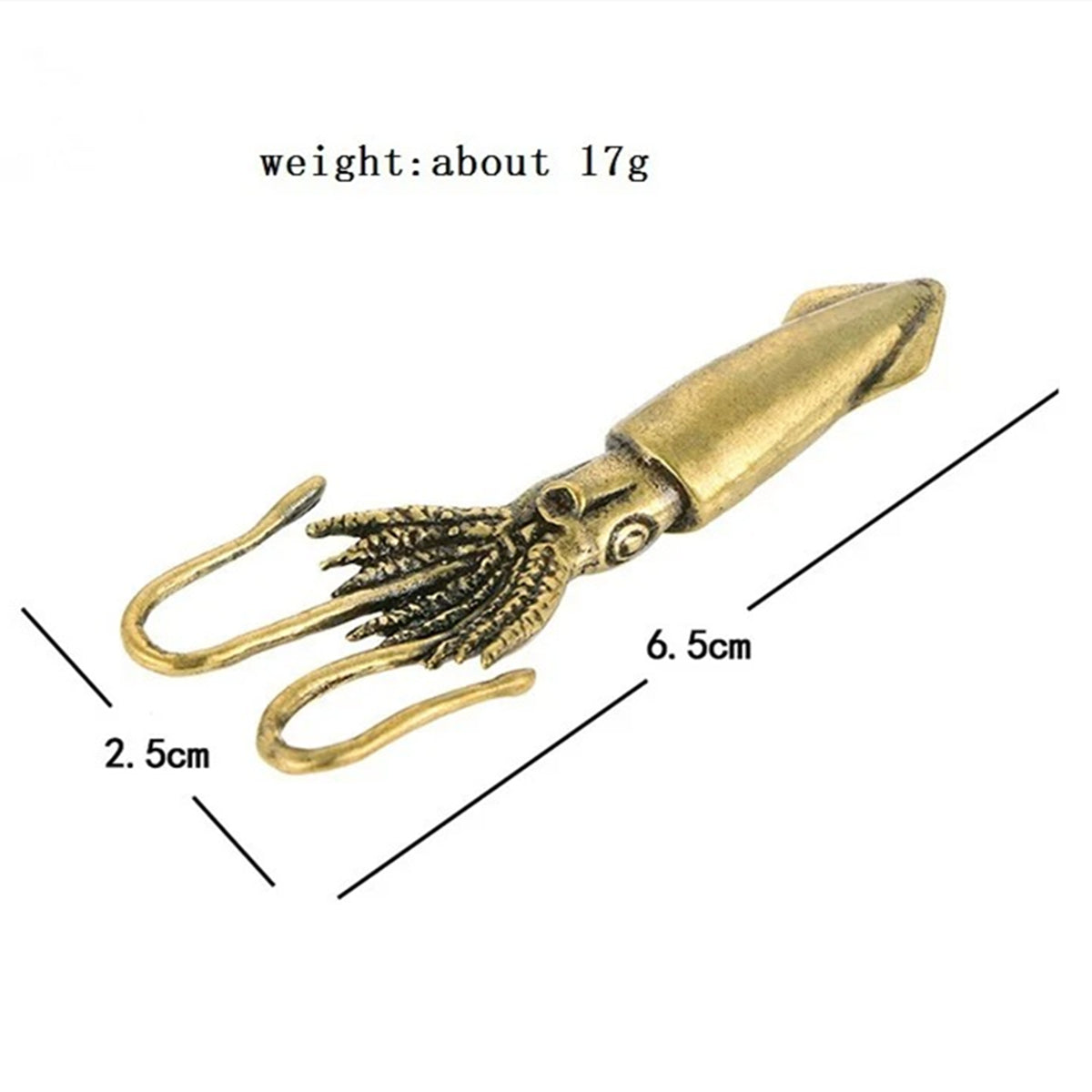 Hand-carved solid copper bronze squid figurine, vintage trinket for watch accessories.
