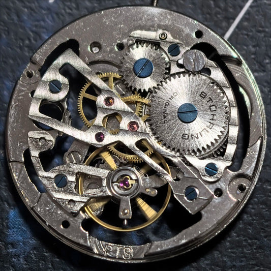 Hollow silver watch part by China Made with manual winding mechanical movement for DIY repairs and accessories.