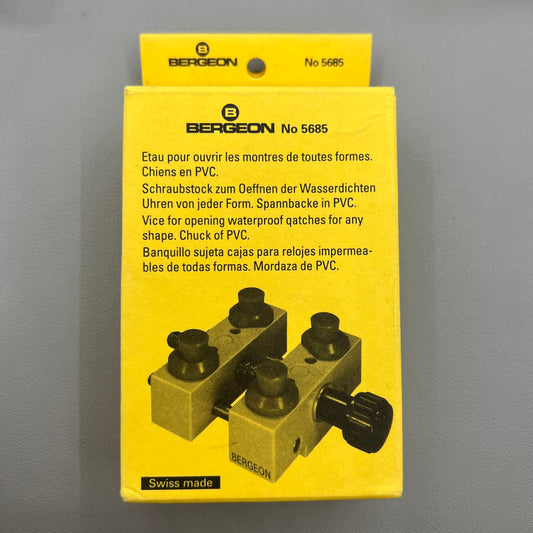 Swiss Bergeon 5685 large waterproof watch case vice holder, durable tool for secure watch repairs