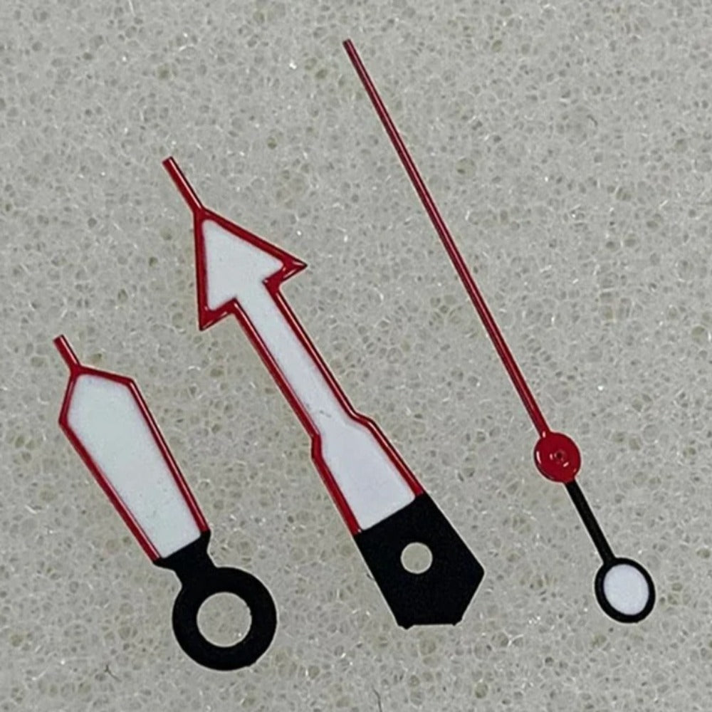 13mm Arrow Shape Red Trim Watch Hands Green Lume Fit for NH35 NH36 4R36 7S26