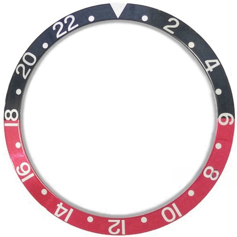 36,5/30,8 mm Vintage Aluminium Schwarz+Rot 2-22 SUB Uhrenlünette Schräg