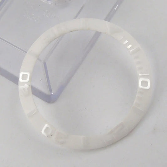 39.8mm white smooth ceramic bezel insert by Parnis for watch customization and repair.