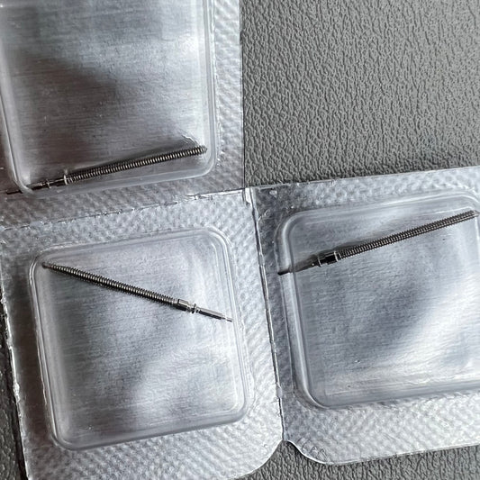 Set of 3 generic watch winding stems for ETA 956.114 and 955.114 movements, compatible accessory.