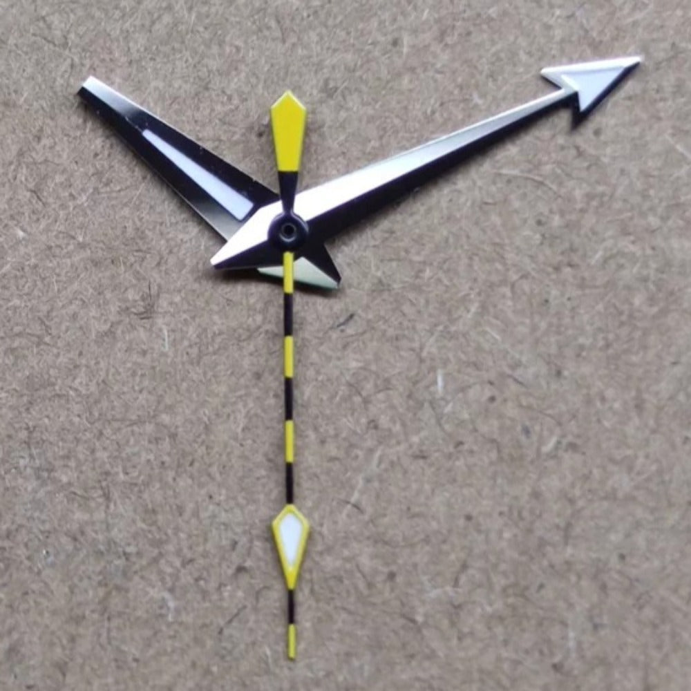 Silver trim bee-pattern second hand watch hands, compatible with ETA 2892, 2824, 2834, 2836, 2846 movements.