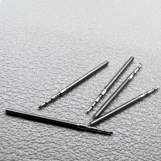 1. Set of 5 Miyota GM00/GM10/GM15 watch winding stems for precise movement repair.