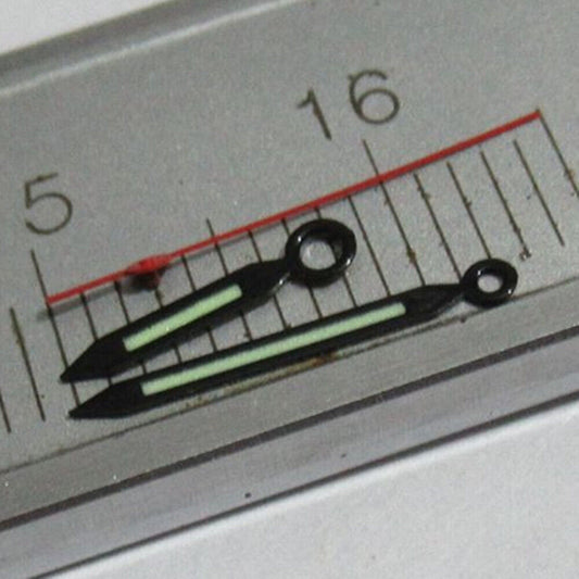 Red second hand with black trim and green lume for Miyota 2035 2115 2105 watch hands set.