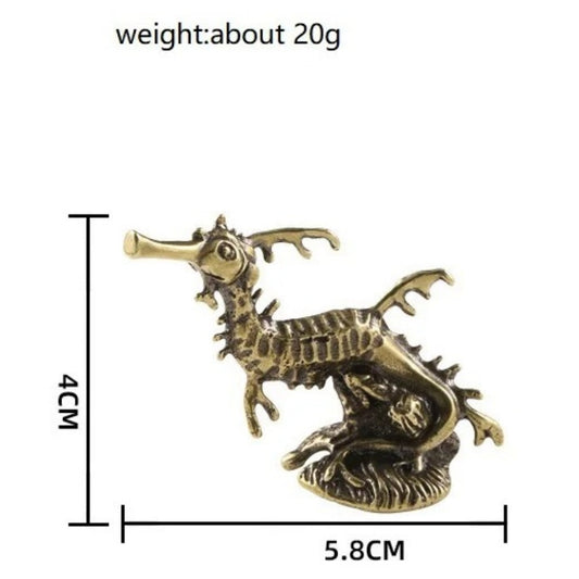 Hand-carved solid copper seahorse figurine, vintage bronze model for watch accessory display.