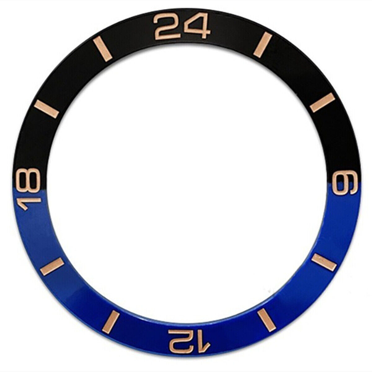 38 mm blau + schwarz Halbmaßstab Keramik poliert Uhr Lünette Fit für SUB007 Uhr