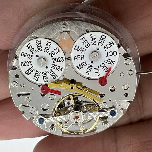 China Made Perpetual Calendar watch accessory featuring mechanical movement and hollow balance wheel at 6 o'clock for precise timekeeping.