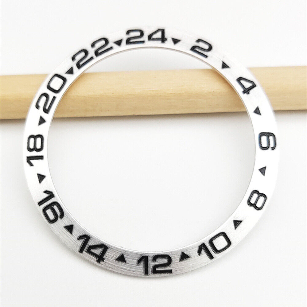 38 mm Keramik-Uhrenlünette, silberfarben, GMT, für 40 mm automatische mechanische Herrenuhr