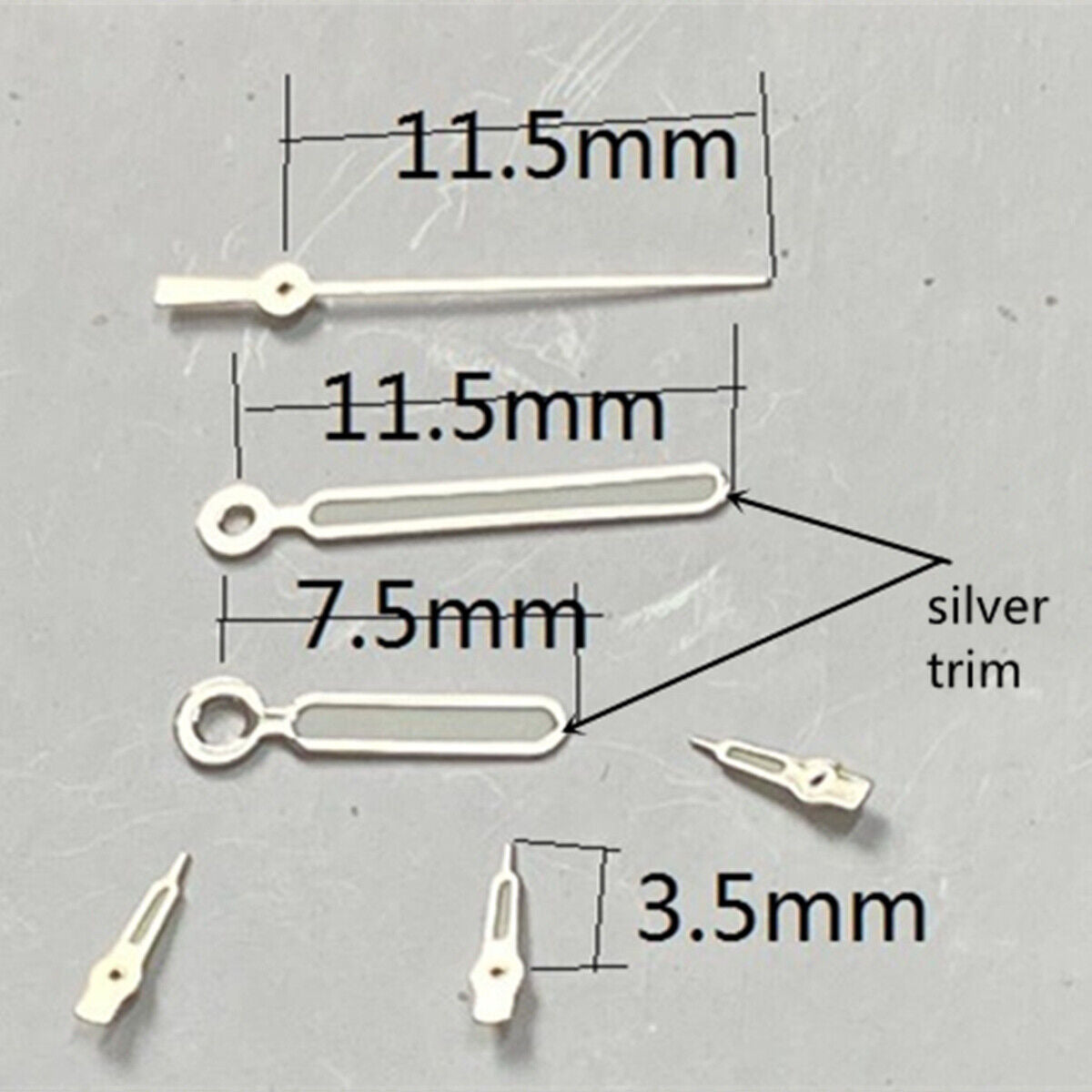 Aiguilles de montre à pointe ronde de 11,5 mm, garniture argentée, vert luminescent, pour mouvement VD53, VD54 et VD57