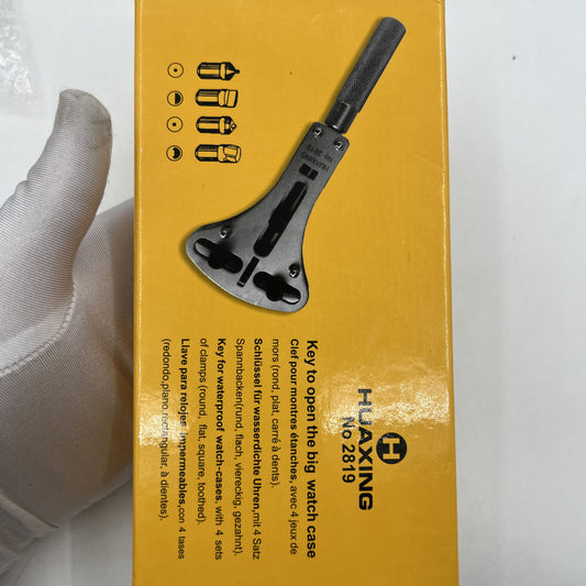 Steel Jaxa wrench for opening up to 57mm watch back cases, ideal for watch repair and maintenance.