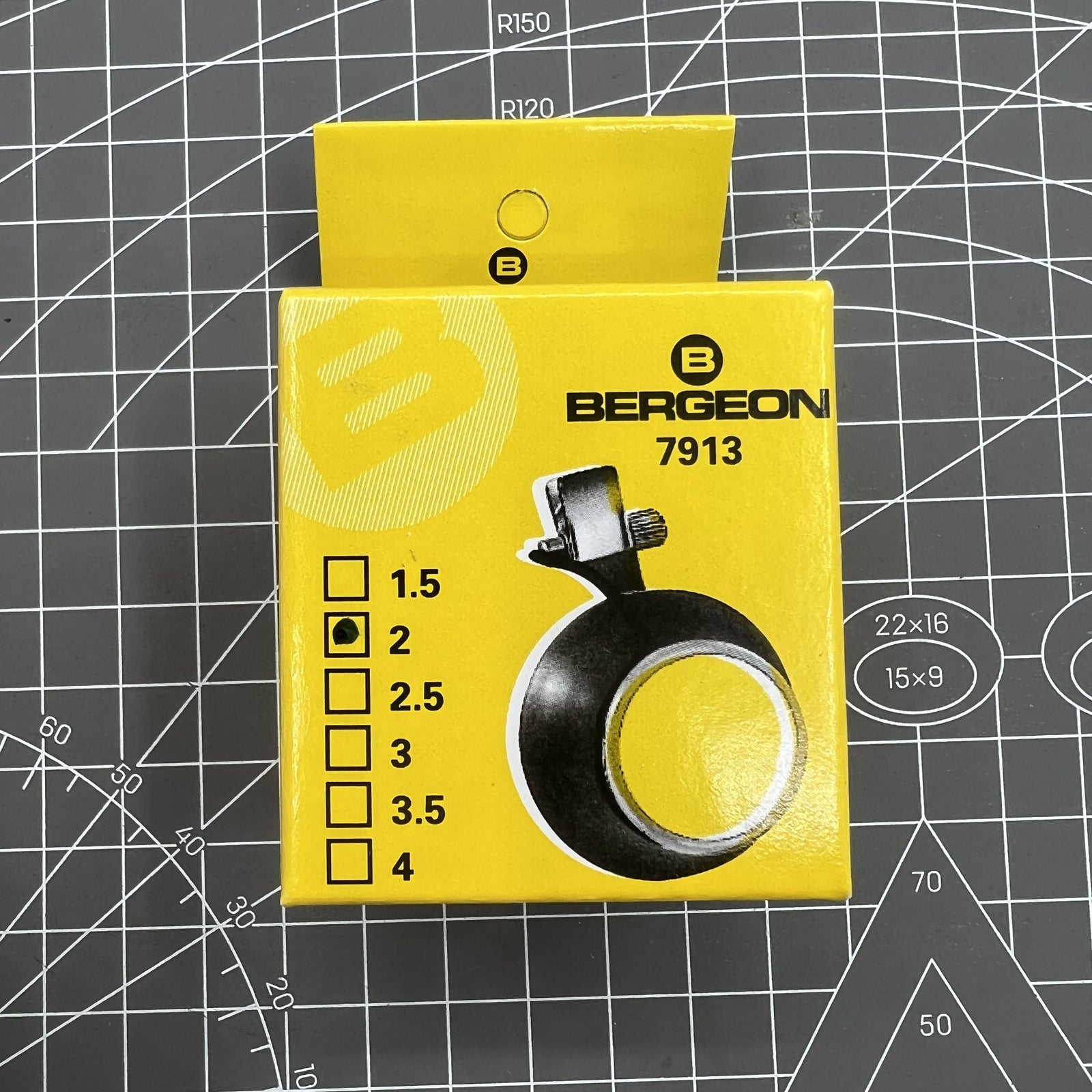 Swiss Bergeon watchmaker eyeglass with clip, magnification X3.3 X4 X5, ideal for precise watch repairs.