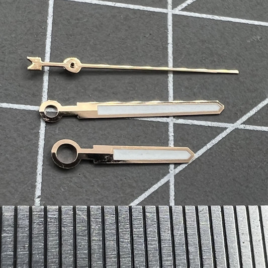 Men?s rose watch with golden trim, green luminous hands, compatible with Asian 8215/2813/8205 movements.