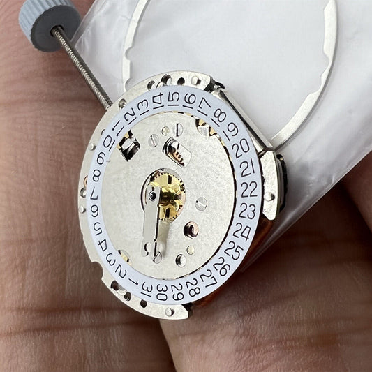 Ronda 775 Swiss quartz watch movement with date display at 3 o'clock for precise timekeeping