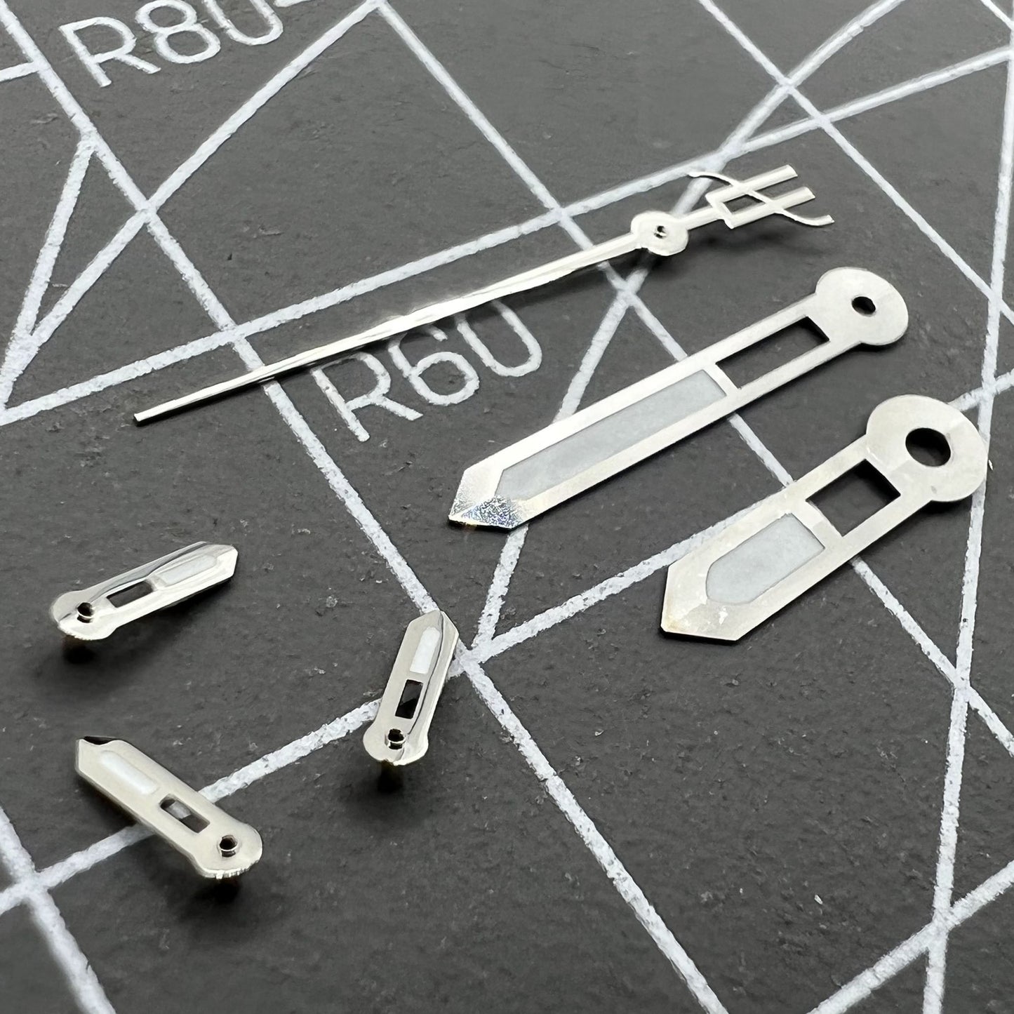 15mm silver trim green lume watch hands for Miyota OS10 OS20 OS22 OS60 OS80 with luminous visibility, brand quality.