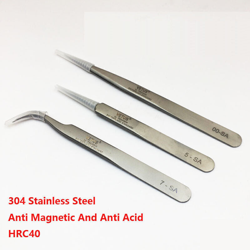 VETUS SA Series Non-Magnetic Tweezers Stainless Steel Tweezers 7024 Replacement