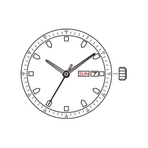 Miyota GM00 Japan Quartz watch movement showing English & Chinese date display, precision timekeeping by Miyota.