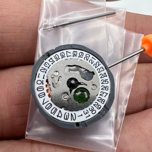 Miyota 1L15 Japan quartz movement watch accessory with date display at 3 o'clock, Japan made.