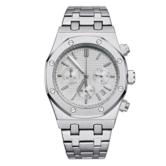 41MM stainless steel watch case and strap with VK63 movement and scratch-resistant sapphire glass.