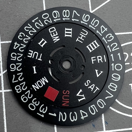 Roman and English font black date disk wheel for NH36 watch movement at 3.8 position