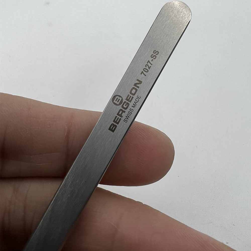 Bergeon 7027-SS stainless steel tweezers with narrow fine points for precise watch repair tasks