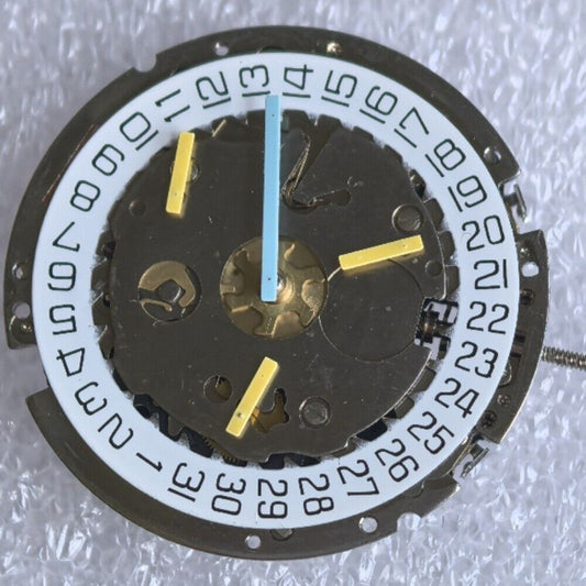 Swiss Made ISA 8161 watch with silver case, date at 4, and six multifunctional hands for precision timekeeping