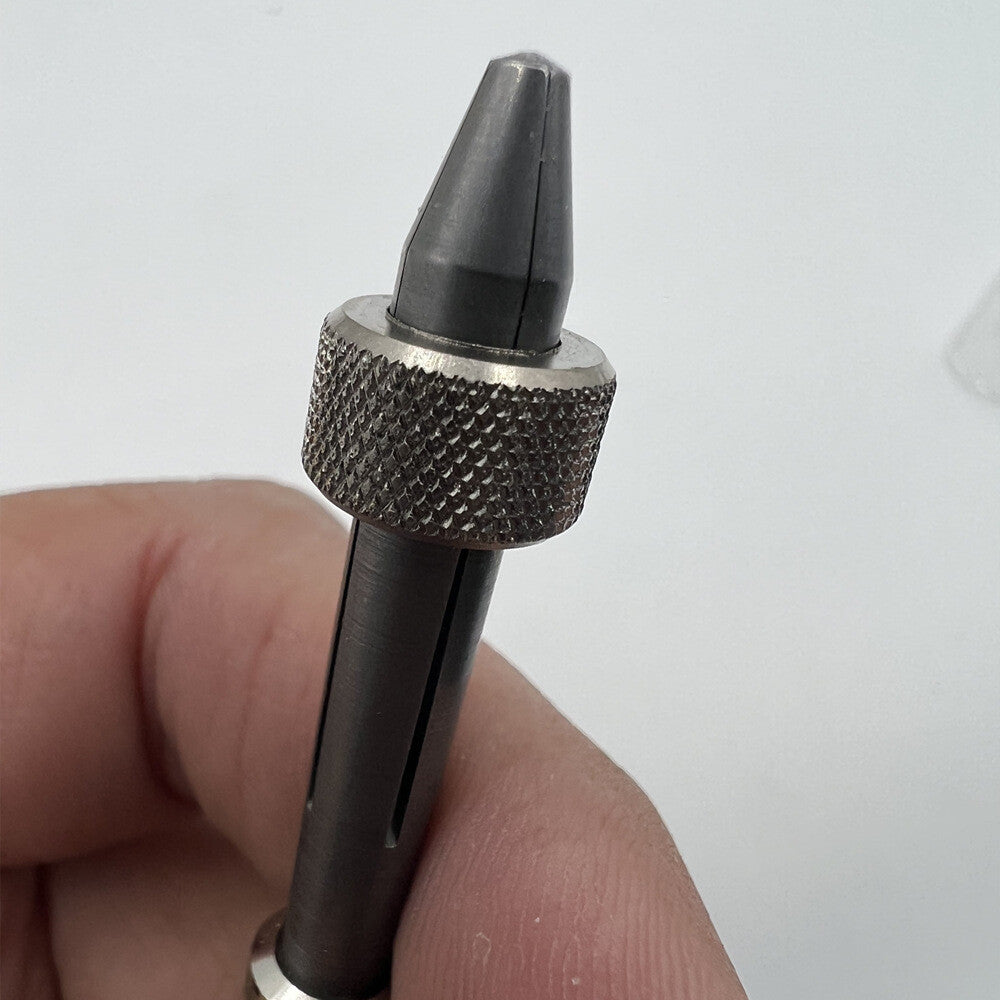 Bergeon 30432 precision pin vice with slide lock for secure drill and broach handling in watchmaking.