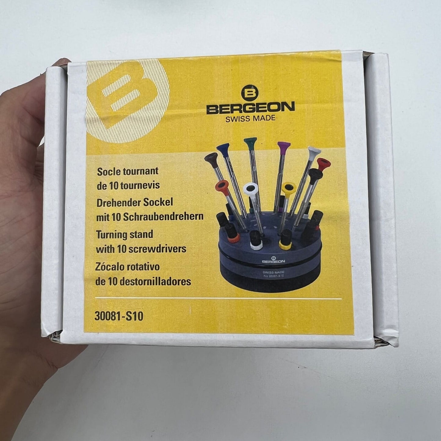 Swiss Bergeon 30081-S10 10 Ergonomic Screwdrivers Set With Rotating Stand