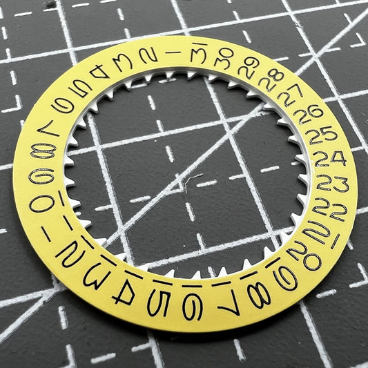 Seiko NH35 NH36 vintage date wheel disk with yellow background for accurate timekeeping movement.