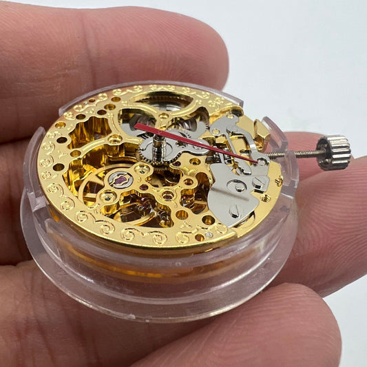 Asian GoldenTianjin TY2807 T16 hollow automatic mechanical watch movement for precise replacement.