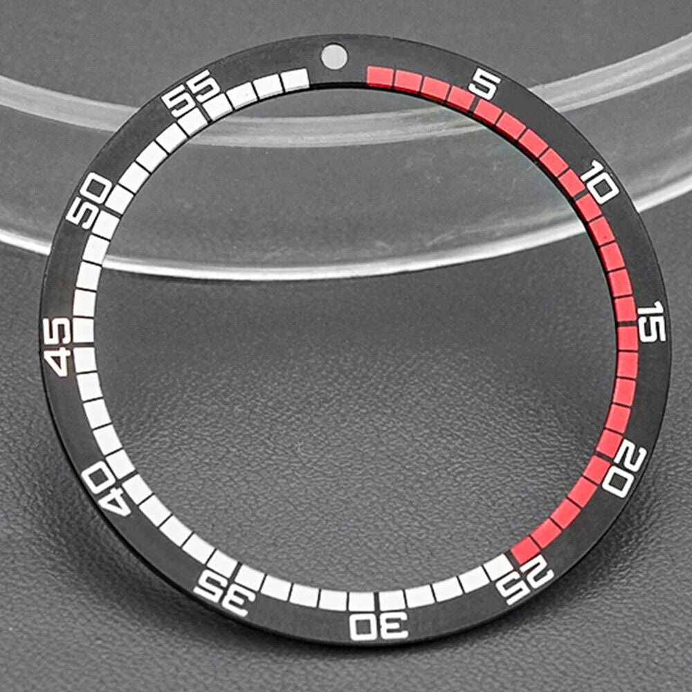 38mm black flat racing bezel for SKX007 watch, aluminum construction for durable style.