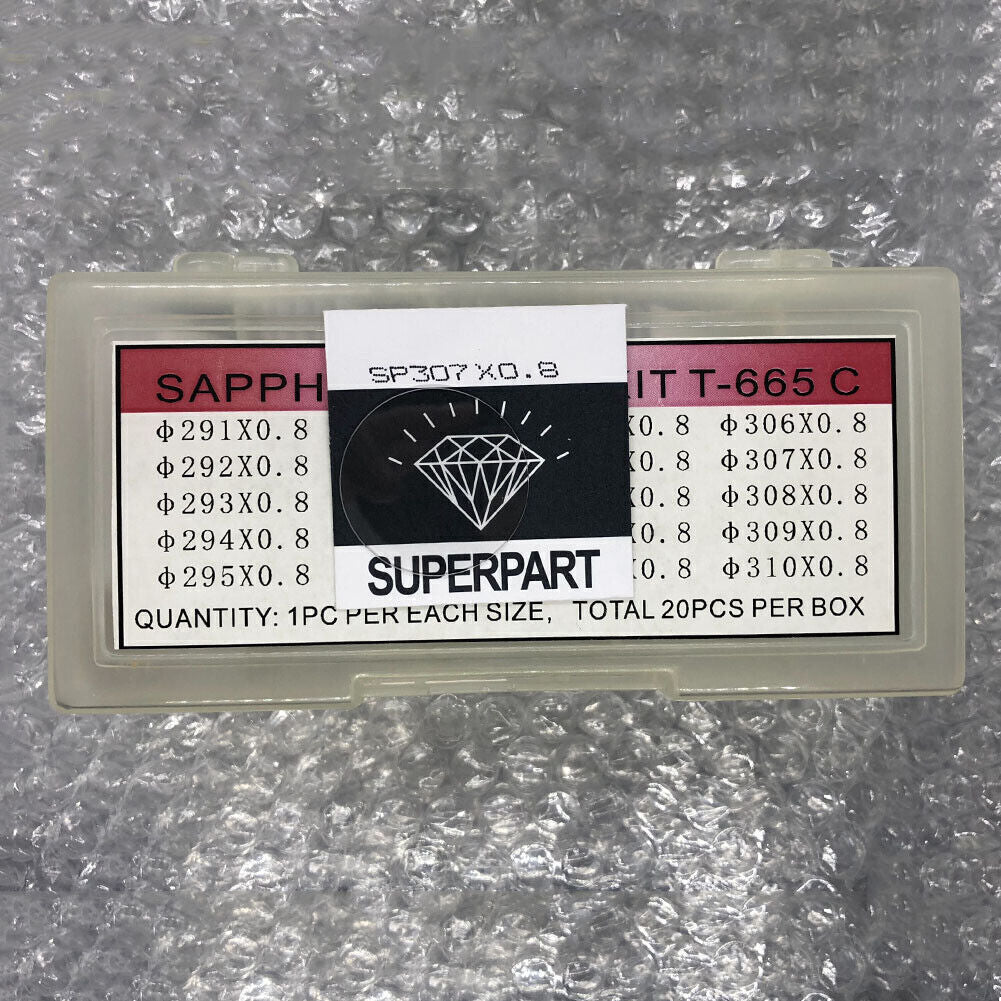 Kit de verres saphir pour montre T-665C, 20 tailles, 20 pièces/boîte