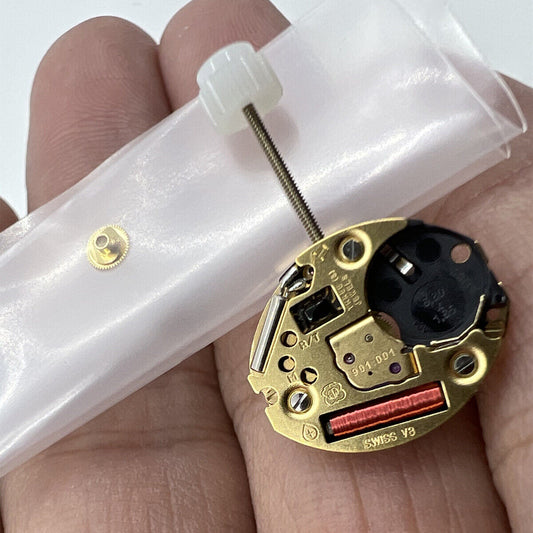 ETA 901.001 quartz watch movement showing precise 2 hands for accurate timekeeping.