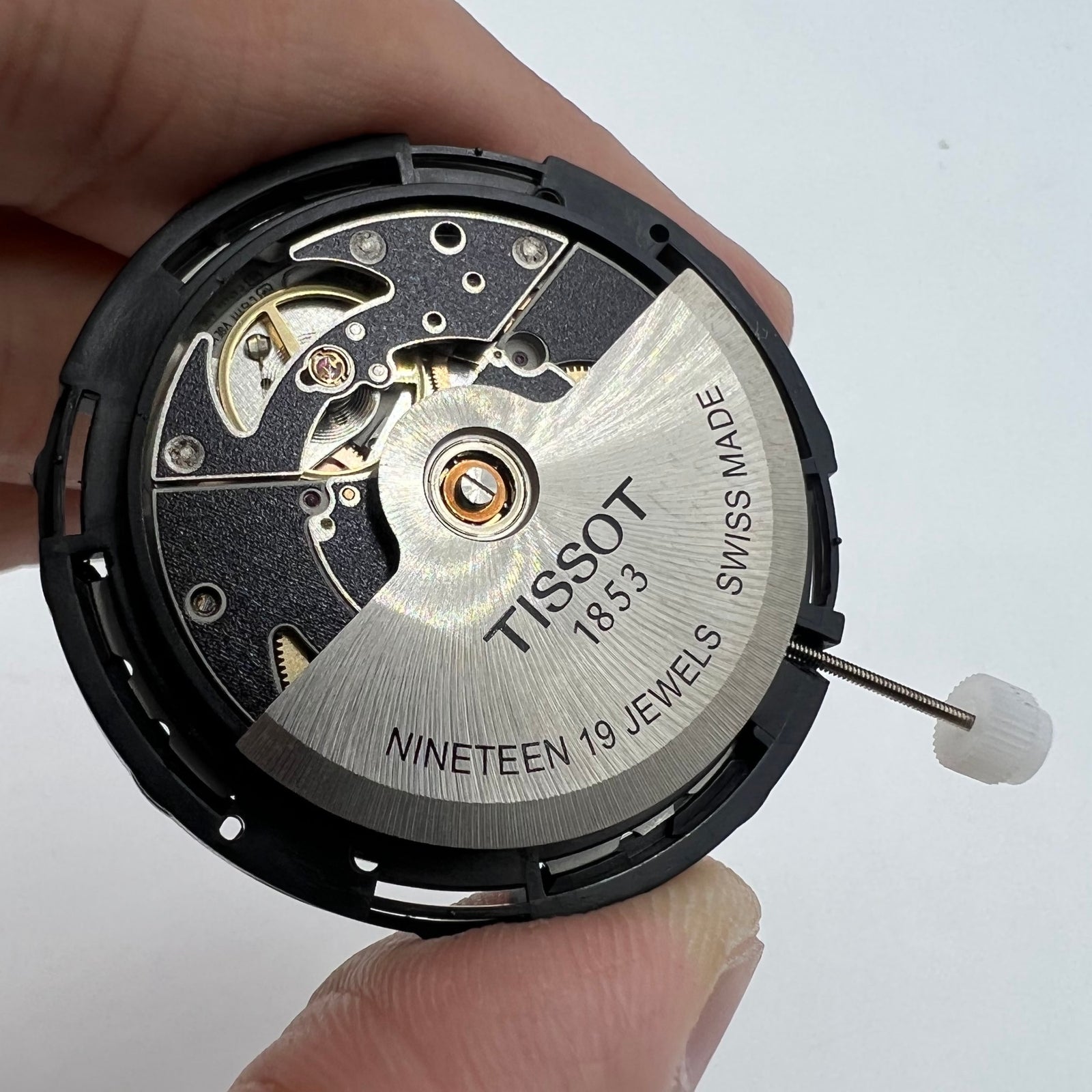 ETA C15.111 chronograph watch movement by 1853 with white dial, Swiss made for precision timekeeping