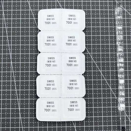 Set of 2 Swiss watch winding stems compatible with ETA 7001-1 movement, precision-crafted for repair.