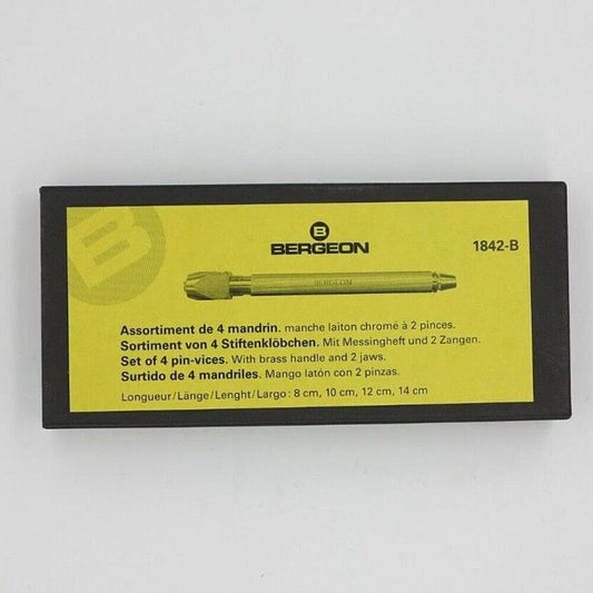 Bergeon 1842-B set of 4 square head pin vise holders for precise watch accessory handling
