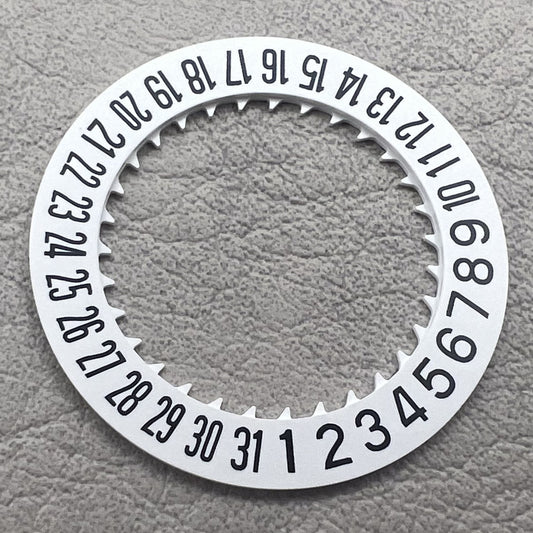 1. White date disk wheel for NH35/NH36 movements, date at 6 o'clock, precise fit.