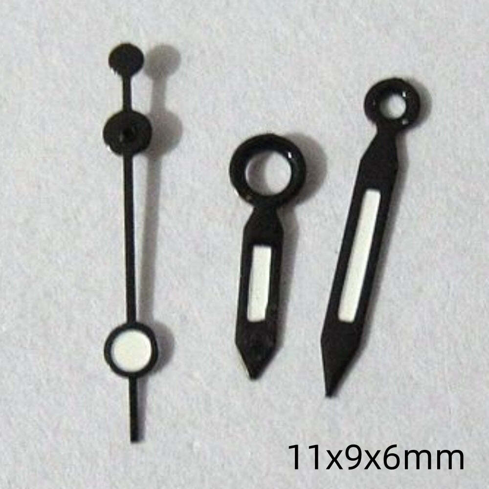 2 Sets/Pack 11mm Black Trim Green Lume Hands Set for Miyota 2035 2115 2105 230