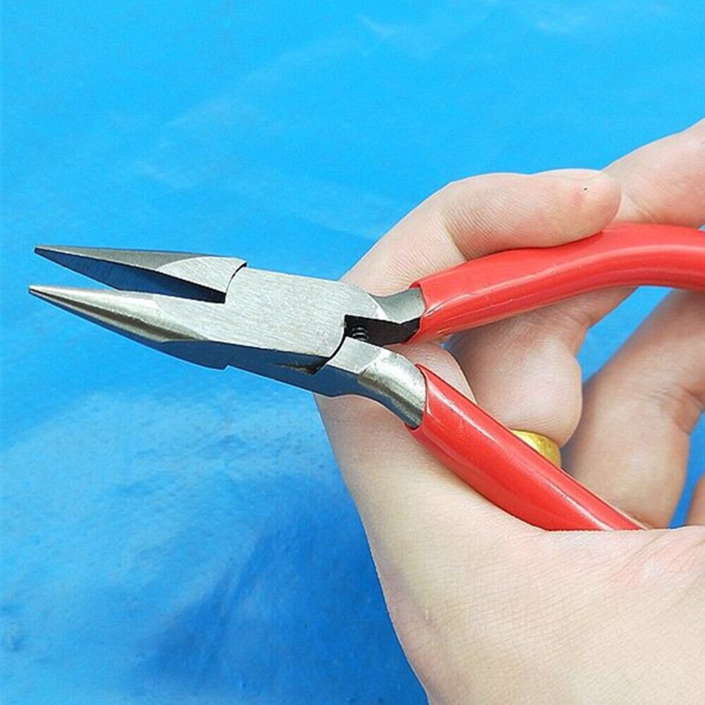 Flat round nose pliers with foam grip for detailed jewelry crafting.