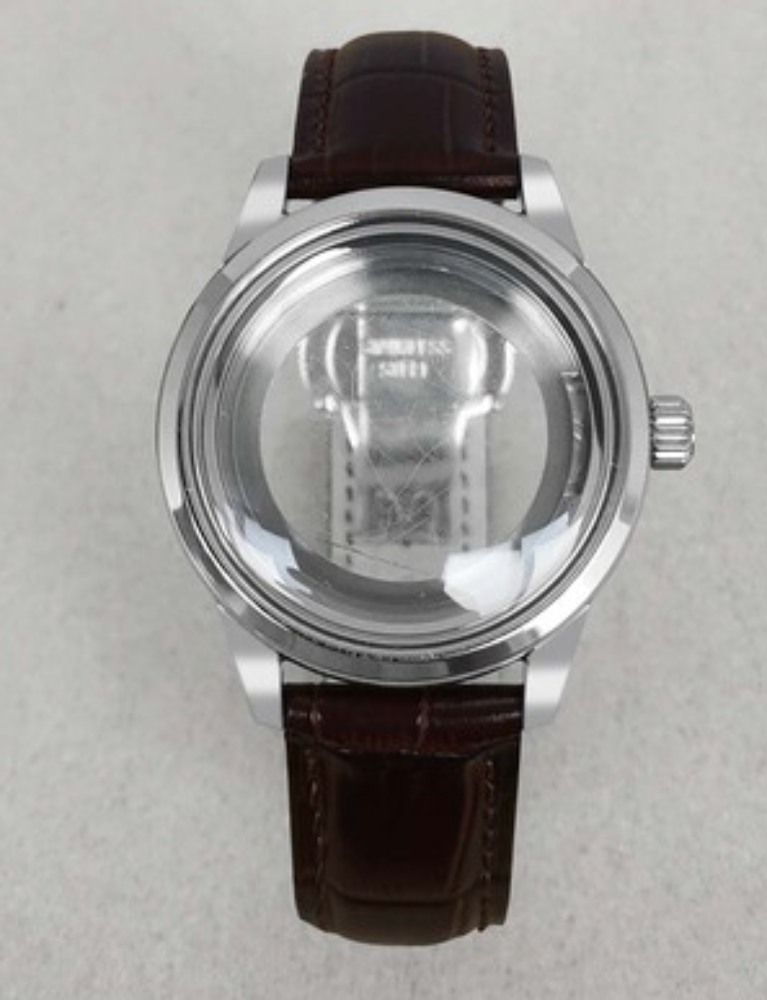 39 mm Edelstahl-Uhrengehäuse mit Schmetterlingsschnalle, Lederarmband für NH35/36
